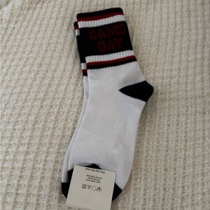 Game Day White and Navy Blue Women’s Crew Socks